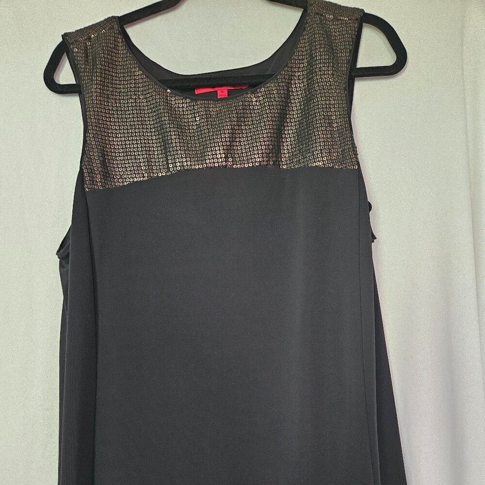 Narciso Rodriguez Tank Top Womens XL Black Gold Sequin Sleeveless‎ Pullover